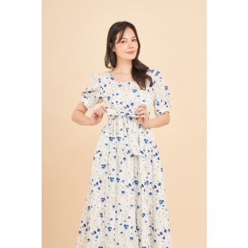 Versa Everywhere Dress with Nursing Zippers in Blue Cornflowers