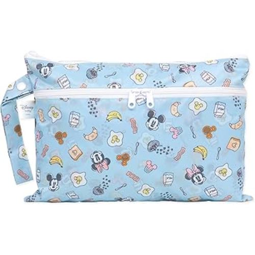 Bumkins Disney Waterproof Wet Dry Clutch Bag for Baby, Travel, Swim Suit, Cloth Diapers, Pump Parts, Pool, Gym Clothes, Toiletry, Hook to Stroller, Daycare, Packing Pouch, Zip Bag, Mickey and Minnie