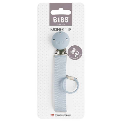 BIBS Pacifier Clip, Ribbon Dusty Blue, Infant, 1 Count