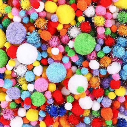 LOVE'S 1000pcs Multicolor Pom Pom Balls, Assorted Sizes & Colors Pompoms for Arts and Craft Making Decorations