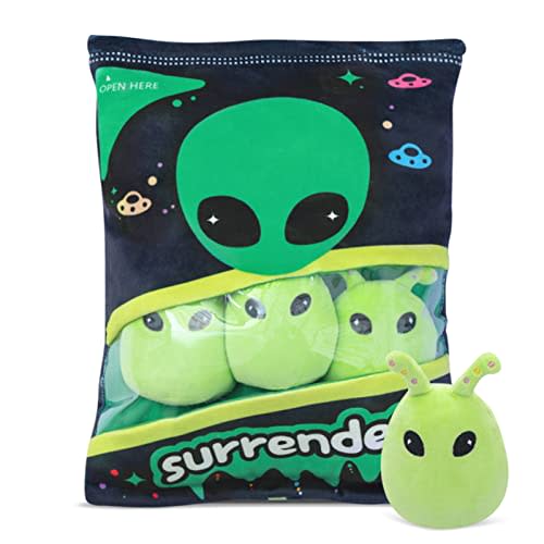 Nenalayo Plushies Doll A Bag of Alien Plush Toy Stuffed Soft Snack Pillow Surrender Plush Toy for Birthday Gift, Stuffed Toy Game Pillow Cushion Gift for Kids (Green 5 Balls)