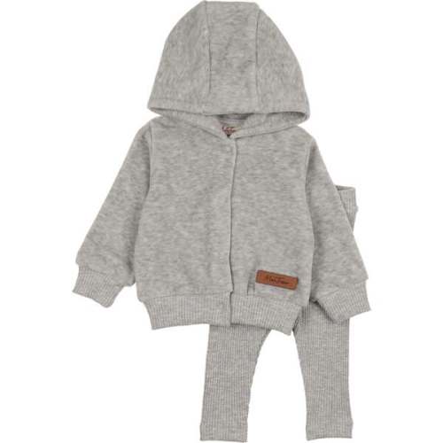 MT Hoodie Ensemble, Heather Grey - Mon Tresor Bebe | Maisonette