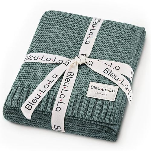 Heritage Knit 100% Organic Cotton Baby Swaddle Blanket for Boys and Girls - Soft Warm Cozy Unisex Receiving Cuddle Blanket for Newborns, Infants & Toddlers (Hunter Green, 0-2 Years)