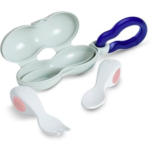 Doddl Baby Spoon and Fork, Cutlery Set for Babies 6+ Months, Learn to Self-Feed. Helps Weaning (Dusty Rose)