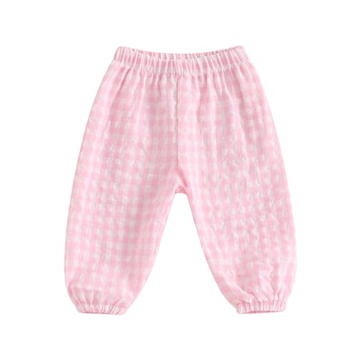 Kids Toddler Boys Girls Gingham Pants Elastic Waist Plaid Loose Baggy Trousers Casual Spring Fall Bottoms Sweatpants