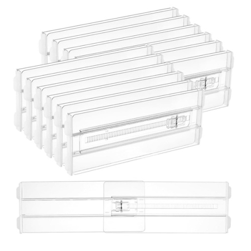 Vtopmart 12 Pack Drawer Dividers for Clothes, 4" High 10.2"-16.5" Adjustable Expandable Dresser Drawer Organizer, Clear Plastic Separators for Dresser, Baby Clothing, Underwear, Cosmetic, Toiletries