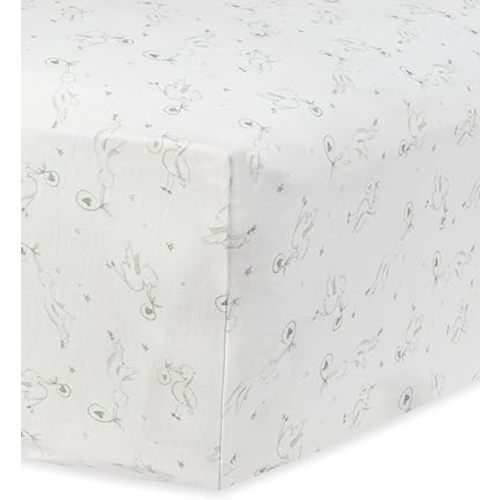 Under The Nile Organic Cotton Crib Sheet - Stork, 51" x 28"