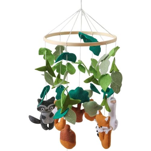 Forest Animals Crib Mobile - Handmade Nursery Hanging Pendant, Woodland Animal Felt Decorations, Gender Neutral Crib Toy for Both Boys and Girls