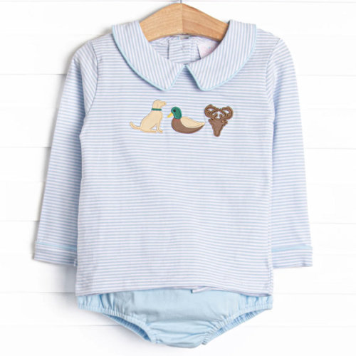 Hudson Hunter Applique Diaper Set, Light Blue Stripe – Stitchy Fish