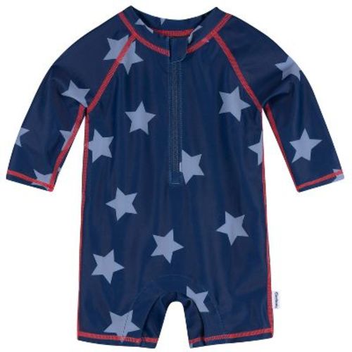 Gerber Baby Boys' Long Sleeve Rashguard Swimsuit, Blue Stars, 0-3 Months