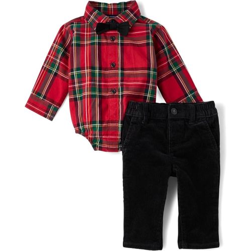 The Children's Place Baby Boys' And Newborn Button Down Shirt and Pants, 2 Piece Outfit