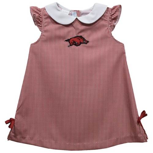Arkansas Razorbacks Vive La Fete Infant Girls Mini Check Pattern A-Line Dress - Cardinal