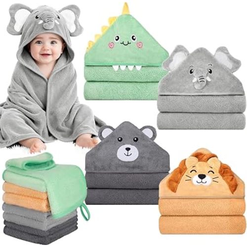 12 PCS Baby Bath Towels Set, Baby Towels for Newborn Bath Essentials
