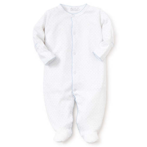 White/Blue New Kissy Dots Print Footie
