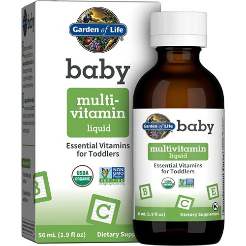 Garden of Life Baby Multivitamin Drops, Organic Multivitamins for Infants & Toddlers - Essential Vitamins & Nutrients for Babies, Vegan, Gluten Free, Non-GMO, 56 Servings, 1.9 fl oz Liquid Supplement