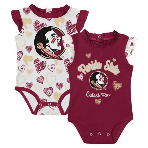 Girls Newborn Florida State Seminoles Happy Hearts 2-Pack Bodysuit Set
