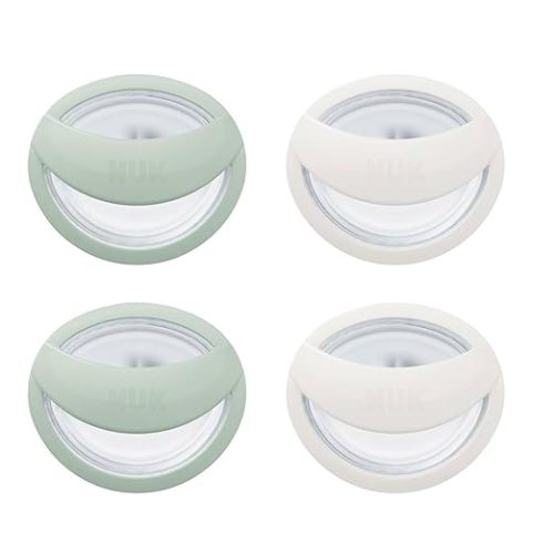 NUK Perfect Match Silicone Newborn Pacifier, for Ages 0-6m, 4 Pack, Green & White