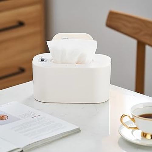 Baby Wipe Warmer, Portable USB Powered Baby Wet Wipes Dispenser Holder with Temperature Control, Paper Towel Heater for Home, Car, Travel (White)