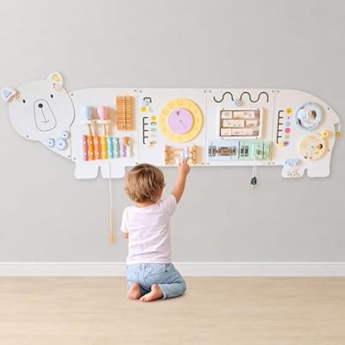 Sensory Wall Panel for Kids – Toddler Learning Activity Center - Emotional Development & Fine Motor Skills – Toddler Learning Activity Center- Busy board Montessori toys