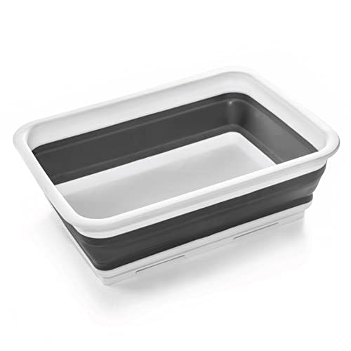 BINO Collapsible Wash Basin - White | Portable Dish Tub | Kitchen | Camping | Sink | Home Essentials | Baby Travel | Folding Dish Pan for Maximum Space Saving