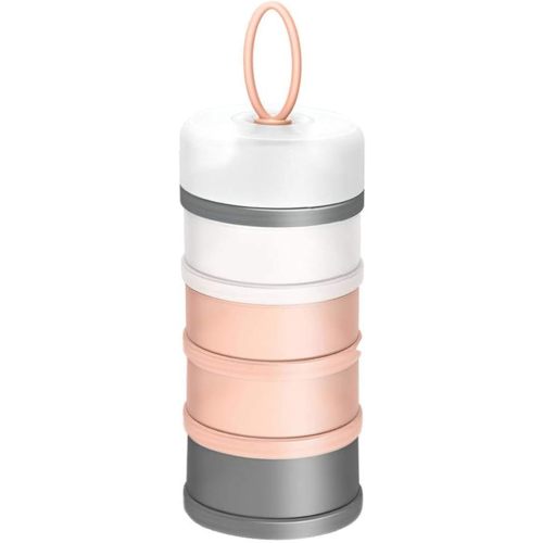Kaptin Formula Dispenser, Non-Spill Portable Stackable Baby Milk Powder Dispenser, Snack Storage Container, BPA Free, 4 Feeds (Pink)
