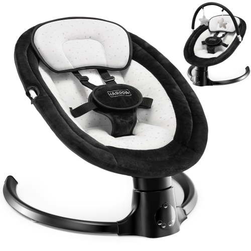 HARPPA Baby Swing for Boy with Remote Control, 5 Sway Speed, 10 Lullabies, Black