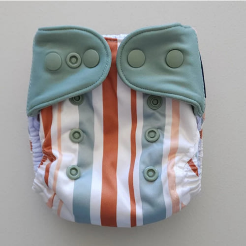 Renew Premium Hybrid Newborn Cloth Diaper - Awning (Seafoam Wings)