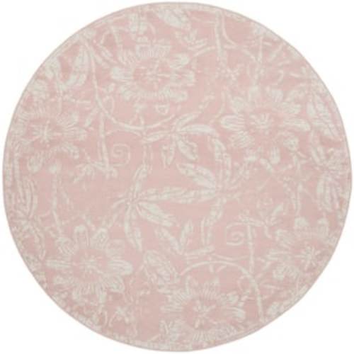 Whimsicle Pink 5 ft. x 5 ft. Floral Contemporary Round Area Rug