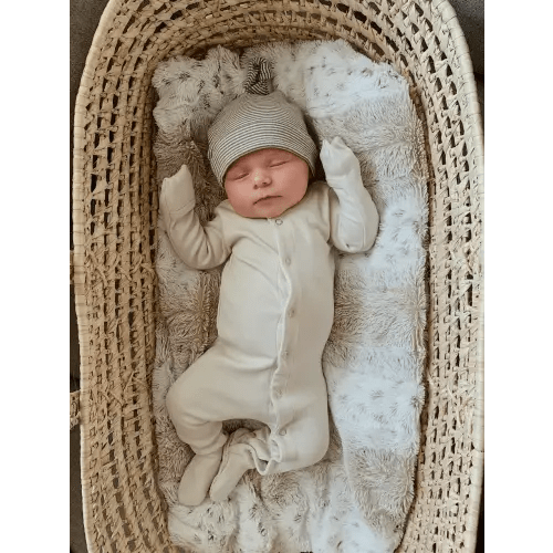 Stone | Organic Snap Footie – L'ovedbaby 0-3M or 3-6M