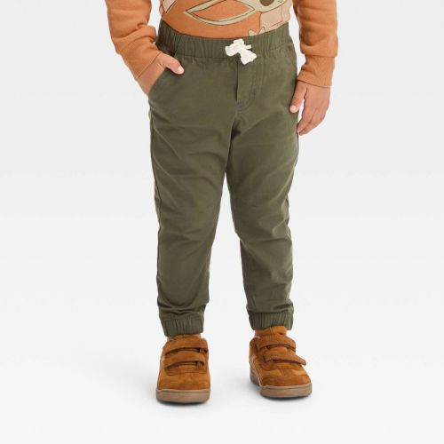 Toddler Boys' Woven Jogger Pants - Cat & Jack™ Olive Green 2T: Cotton-Spandex, Elastic Waist, Pockets