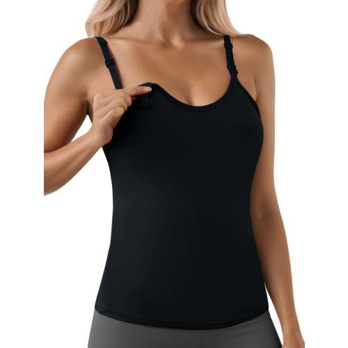 Anygrew Womens Maternity Nursing Tank Tops Camis Adjustable Straps Breastfeeding Camisoles with Built in Bra