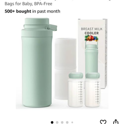 Xaproo 22oz Breast Milk Cooler Bottle, Breastmilk Cooler with 360° Cooling for 24 Hours, Portable Milk Chiller for Breastmilk with 2pcs Baby Bottles, Breast Milk Storage Bags for Baby, BPA-Free