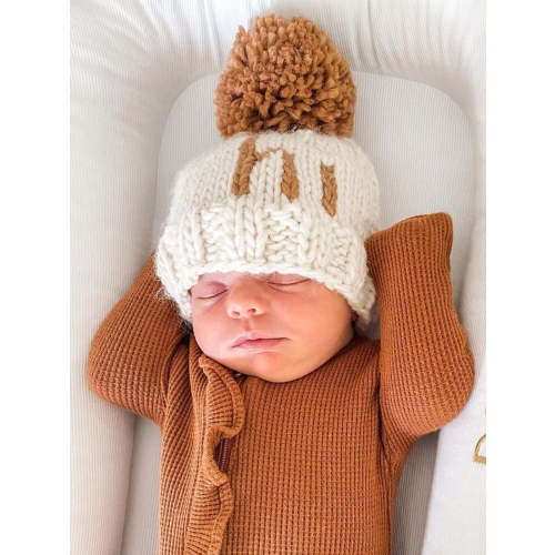 "Hi." Knit Beanie, Pecan
