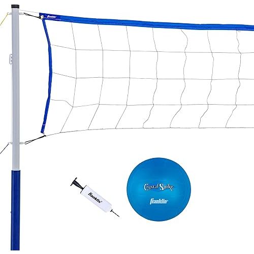 Franklin Sports Volleyball Set - Beach and Backyard Volleyball Net Set - Portable Volleyball Net and Ball Set with Poles and Ground Stakes - Recreational