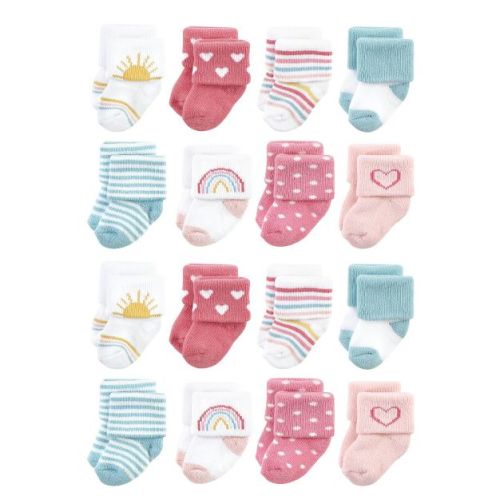 Hudson Baby Cotton Rich Baby Terry Socks 16-Pack, Neutral Woodland, 6-12 Months