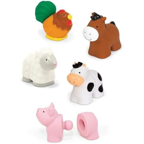 Melissa & Doug Pop Blocs Farm Animals Educational Baby Toy - 10 Linkable Pieces