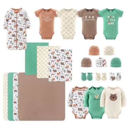 The Peanutshell Woodland Animals Newborn Layette Set for Baby Boy, 23-Pieces, 0-3 Months