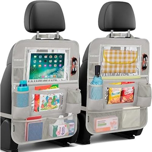 BALEINE Backseat Car Organizer, Back Seat Car Organizers and Storage, Kick Mats Back Seat Protector, Travel Accessories for Most Automotive (2 Pack, Beige)