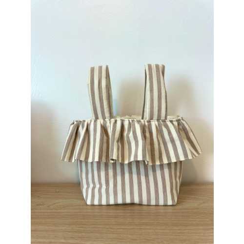 Ruffle Stroller Bag, Gingham Bag, Stripes, Check, Handmade Snap-On Caddy, Cotton Diaper Stroller Basket, Baby Shower Gift- PREORDER