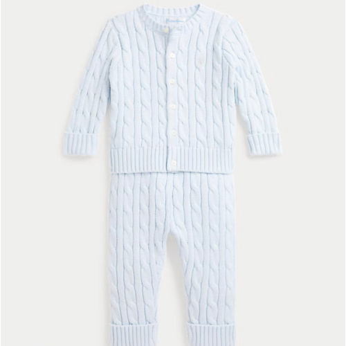 Cable-Knit Cotton Cardigan & Pant