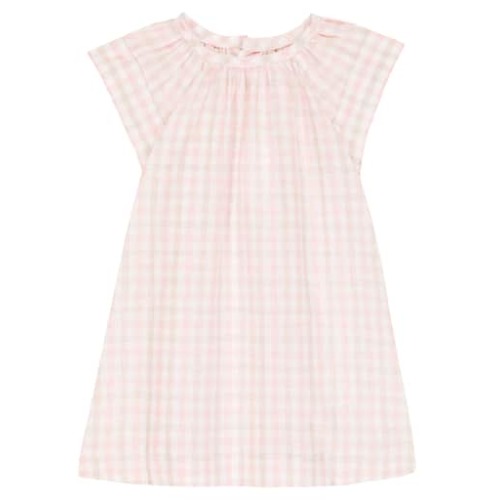 Checked cotton and linen dress