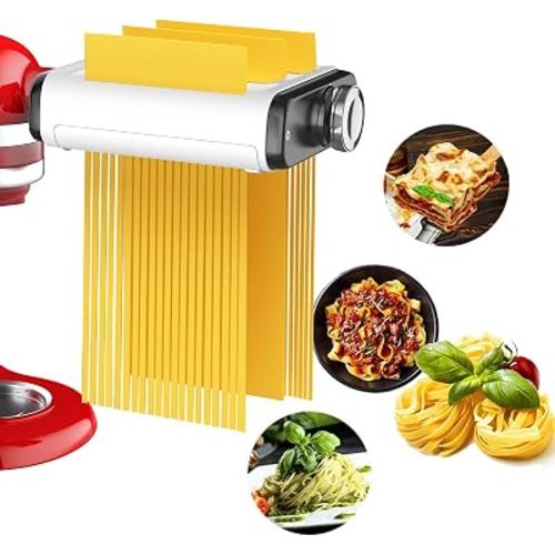 Pasta Maker Attachment for All Kitchenaid Mixers, Noodle Maker Kitchen Aid Mixer Accessories 3 In 1 Including Dough Roller Spaghetti Fettuccine Cutter - Homemade Fresh Pasta Easily!