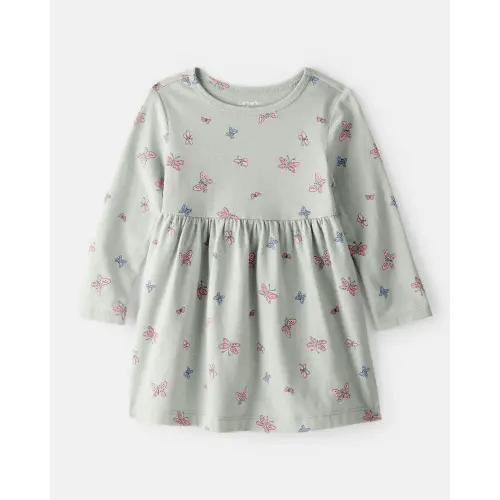 Baby Girl Butterfly Long-Sleeve Knit Dress - Green | Carter's