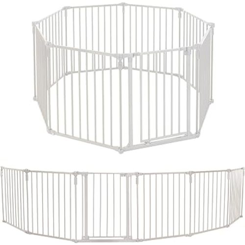 Toddleroo by North States - 3 In 1 Metal Superyard Baby Play Yard: 8 Panel Playpen, Gate, or Extra Wide Fence - Encloses Up to 19 Square Feet - 30 Inches Tall - Taupe