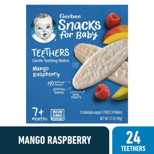 Gerber Stage 3 Baby Food, Mango Raspberry Teether, 1.7 oz Box (12 Pack)