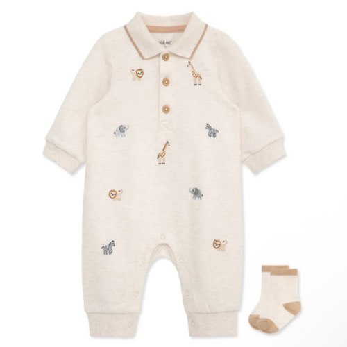 Little Me Baby Boys Safari Coverall with Socks | Belk
