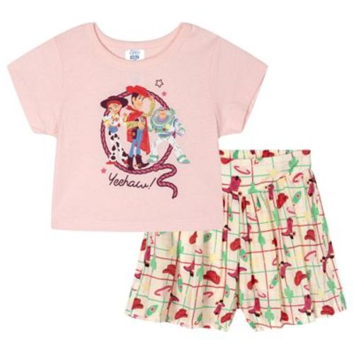 Disney Toy Story Toddler Girls' Graphic Jersey Tee and Shorts Outfit Woody Buzz Pink 3T
