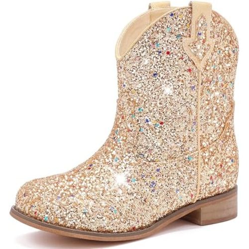 Toddler Girls Cowgirl Boots Glitter Toddler Cowboy Boot Ankle Girls Boots Little Kids Horse Riding Shoes Party Birthday