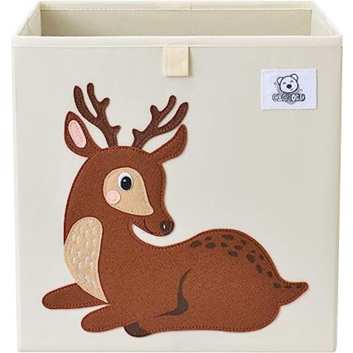 Foldable Animal Cube Storage Bins Fabric Toy Box/Chest/Organizer for Toddler/Kids Nursery, Playroom, 13 inch (Deer)