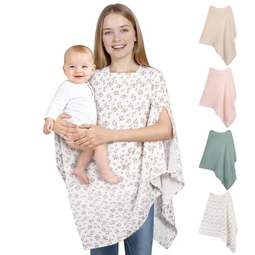 Muslin Nursing Cover Up for Breastfeeding, Soft & Breathable Cotton Breast Feeding Cover for Women